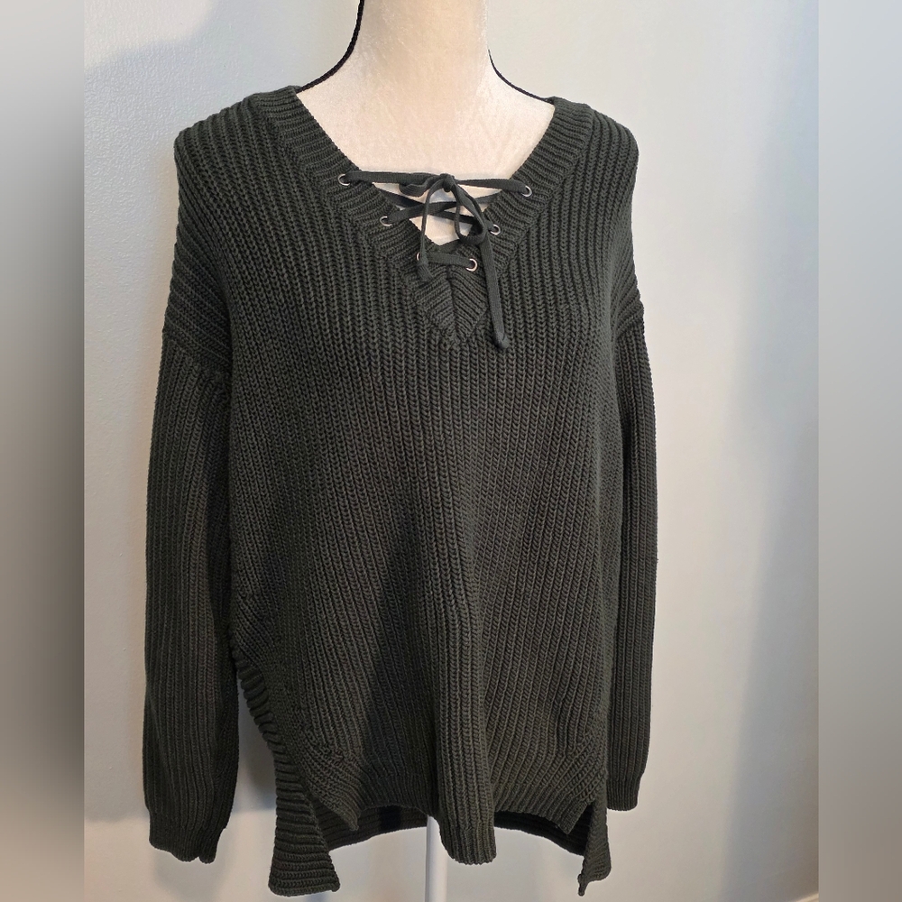 Ruff Hewn V-neck Sweater / Hunter Green / XL